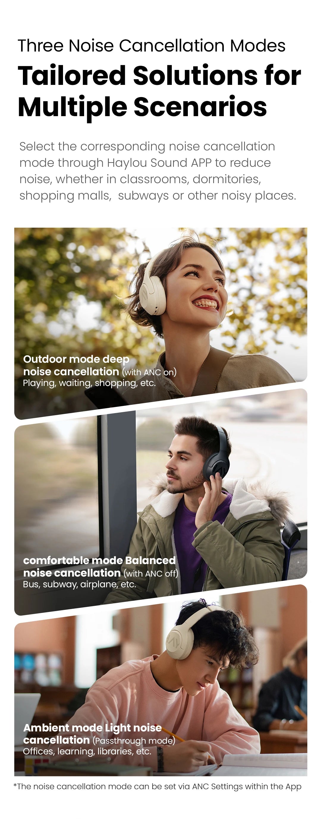 HAYLOU S30 ANC Headphones Wireless Bluetooth 5.4 Hi-Res Headsets 43dB Adaptive Noise Cancelling Earphones 40mm Driver 80H