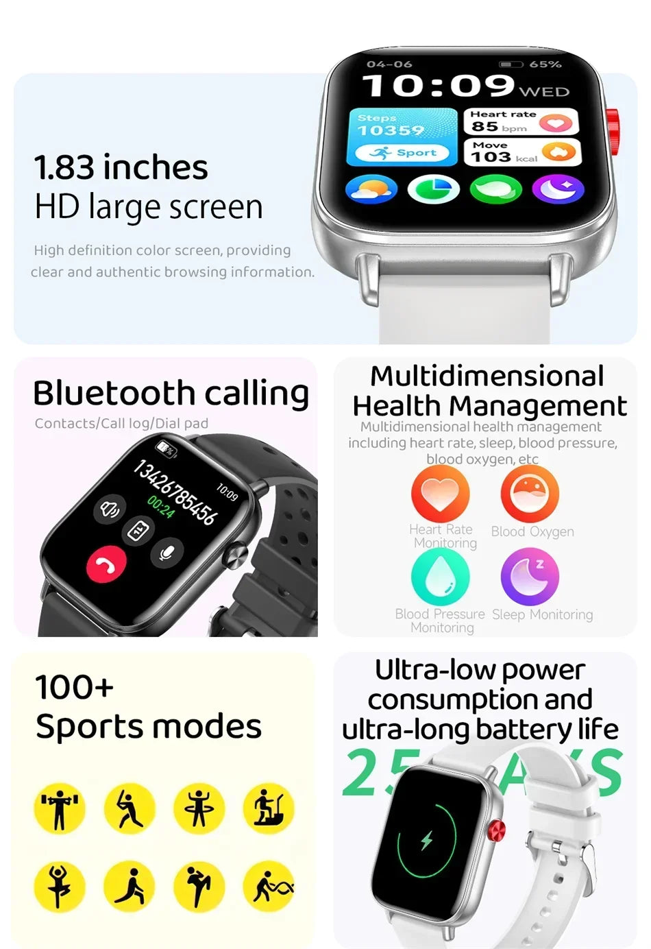 Xiaomi Fashion New Smart Watch Women Gift 1.83“ HD Screen GPS Track Heart Rate Monitor Waterproof BT Call Sport Smartwatch