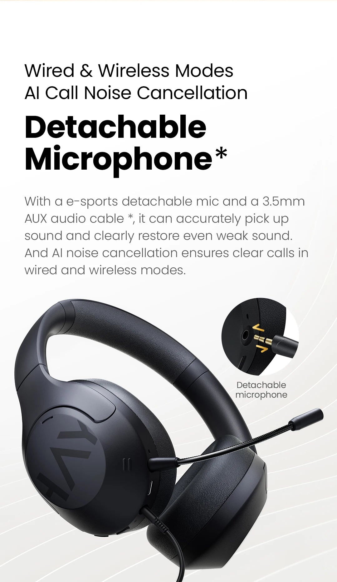 HAYLOU S30 ANC Headphones  Wireless Bluetooth 5.4 Hi-Res Headsets 43dB Adaptive Noise Cancelling Earphones 40mm Driver 80H